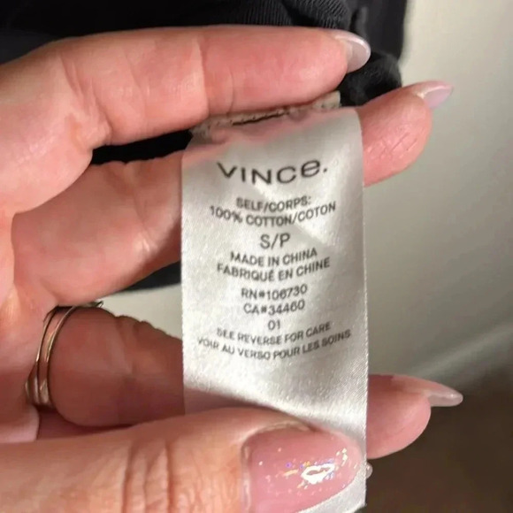 Vince Black Crewneck Long Sleeve Tee with Pocket Size Small - Picture 3 of 6